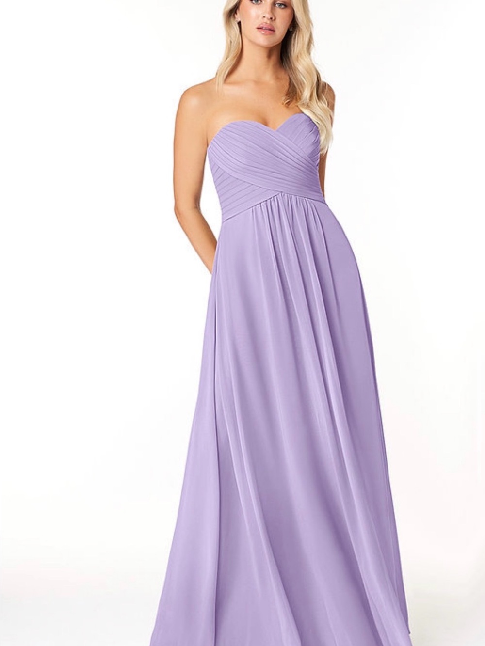 Azazie Strapless Sweetheart Lavender Chiffon Gown